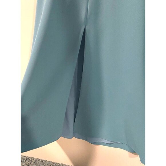 Lela Rose Robin’s Egg Blue Capelet Crepe Midi Dress Size 6 Formal - Picture 6 of 14